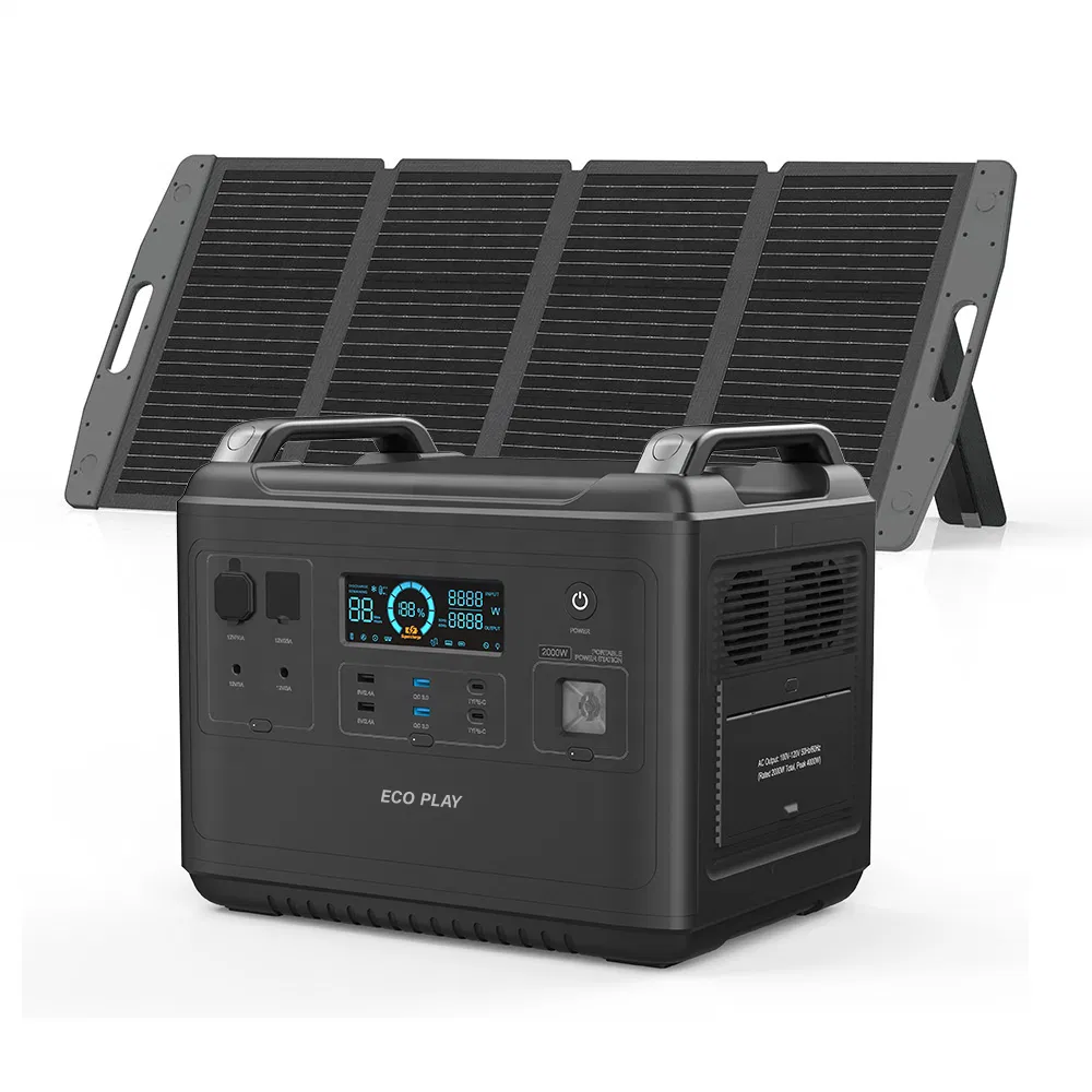 2048wh Large-Capacity Lifep04 Battery AC Fasting Charging Portable Solar Power Station for Home Outdoor Camping Mobile Rechargeable Energy Storage