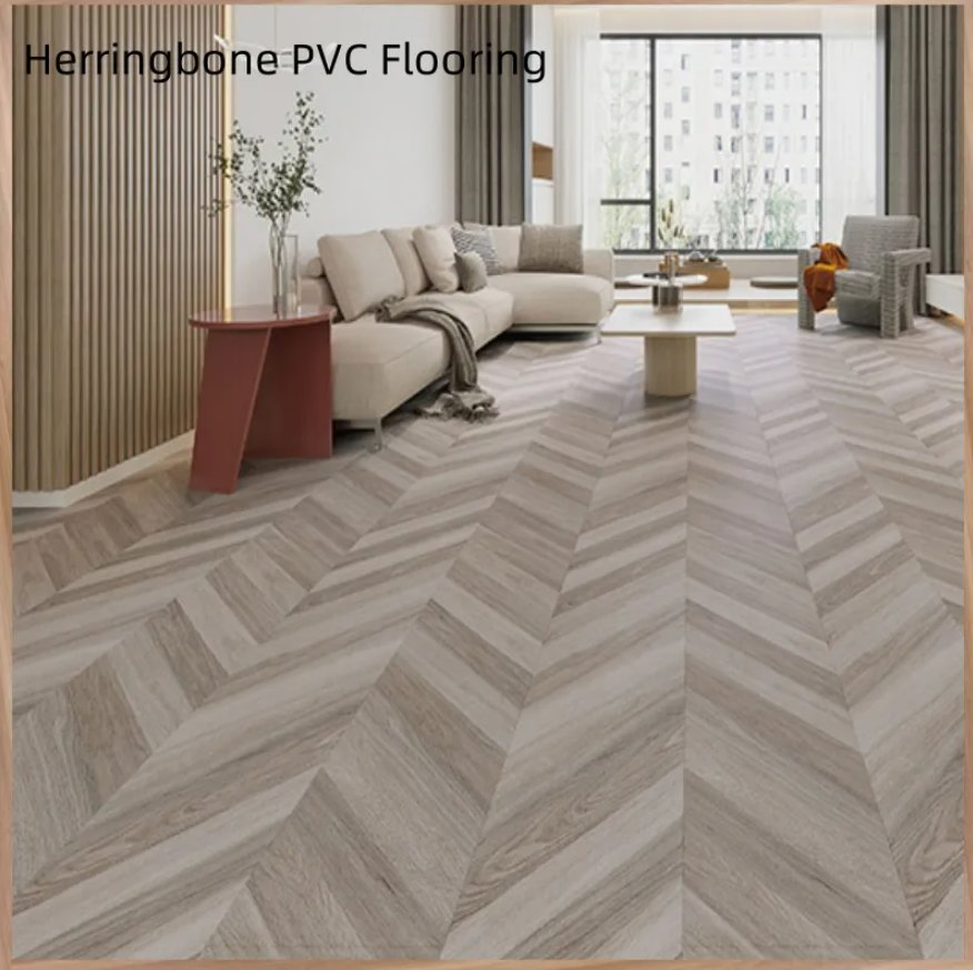 Shandong Luxury Vinyl Impact Resistance Waterproof Construction Decoration Wood Plastic Fishbone Sterling Vinyl Environmental Protection Piso Spc Plank Flooring
