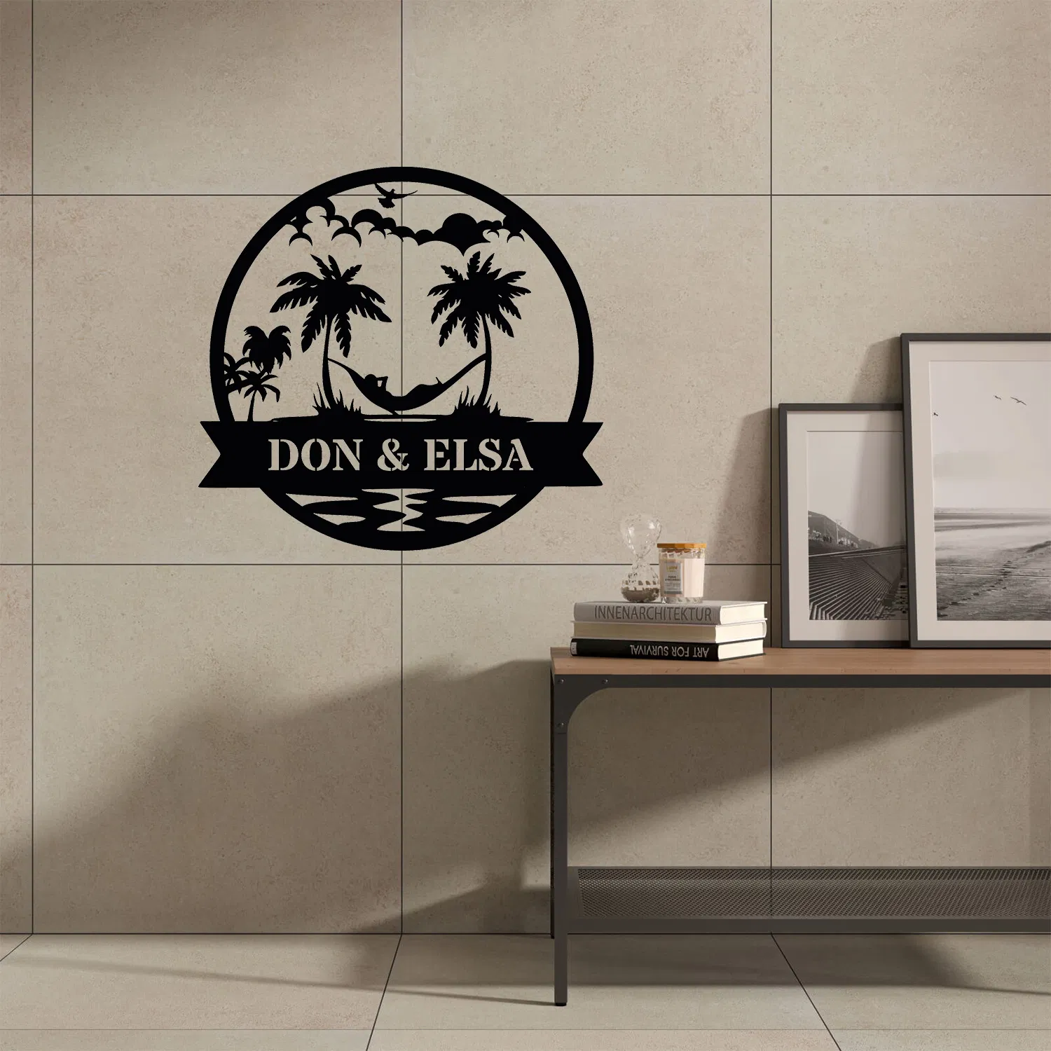 Customized Name Metal Wall Sign Aloha Wall Art for Beach House