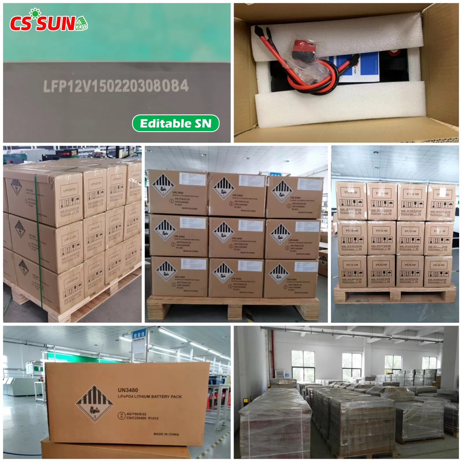 CSSUN 5Years Warranty 6000Cycle Long Life 12V/24V/48V 50ah/100ah/200ah/400Ah LiFePO4 Lithium Solar Battery