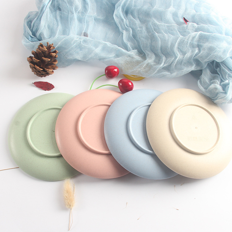 Cute Japanese-Inspired Wheat Straw Plate! Round, Great for Snacks—Makes Your Table Neat