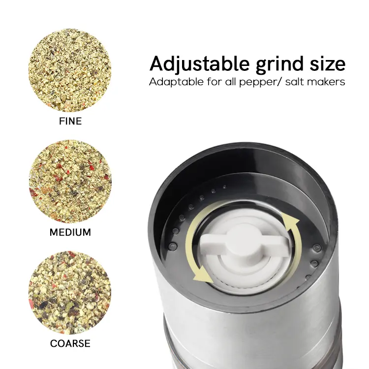 Custom Metal Salt and Pepper Grinder with Stackable Design