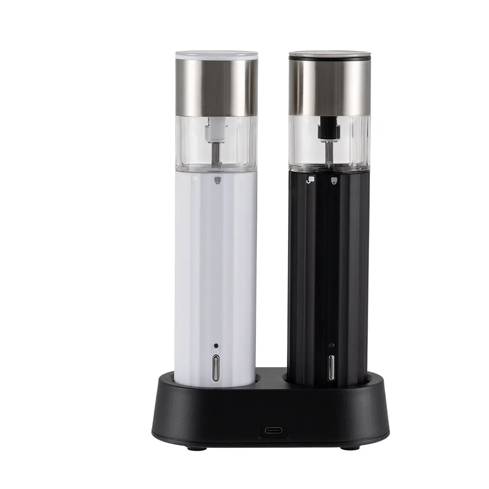Custom Electric Salt and Pepper Grinder Set with Wireless Charging Base