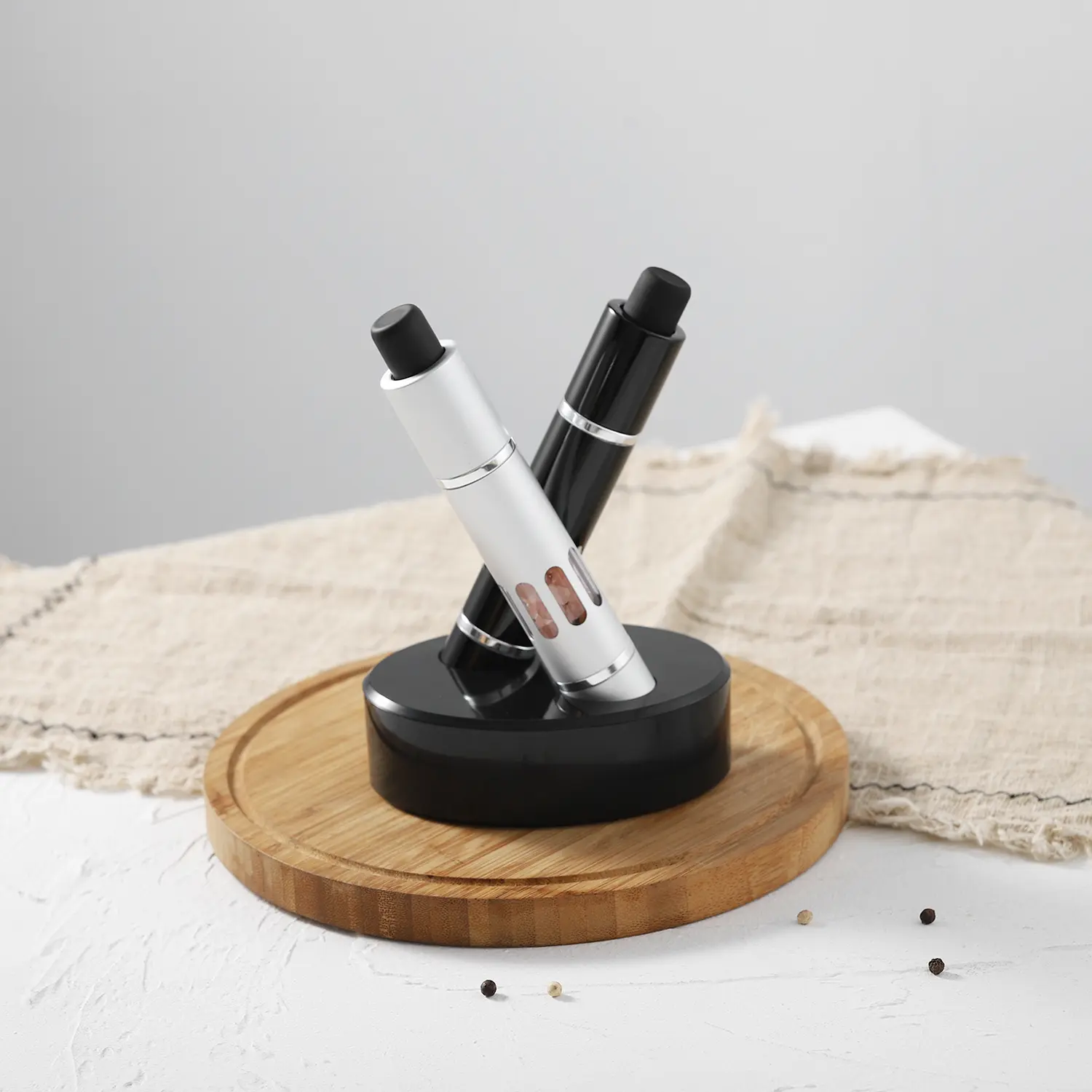 Premium Stainless Steel and Glass Salt Grinder Set
