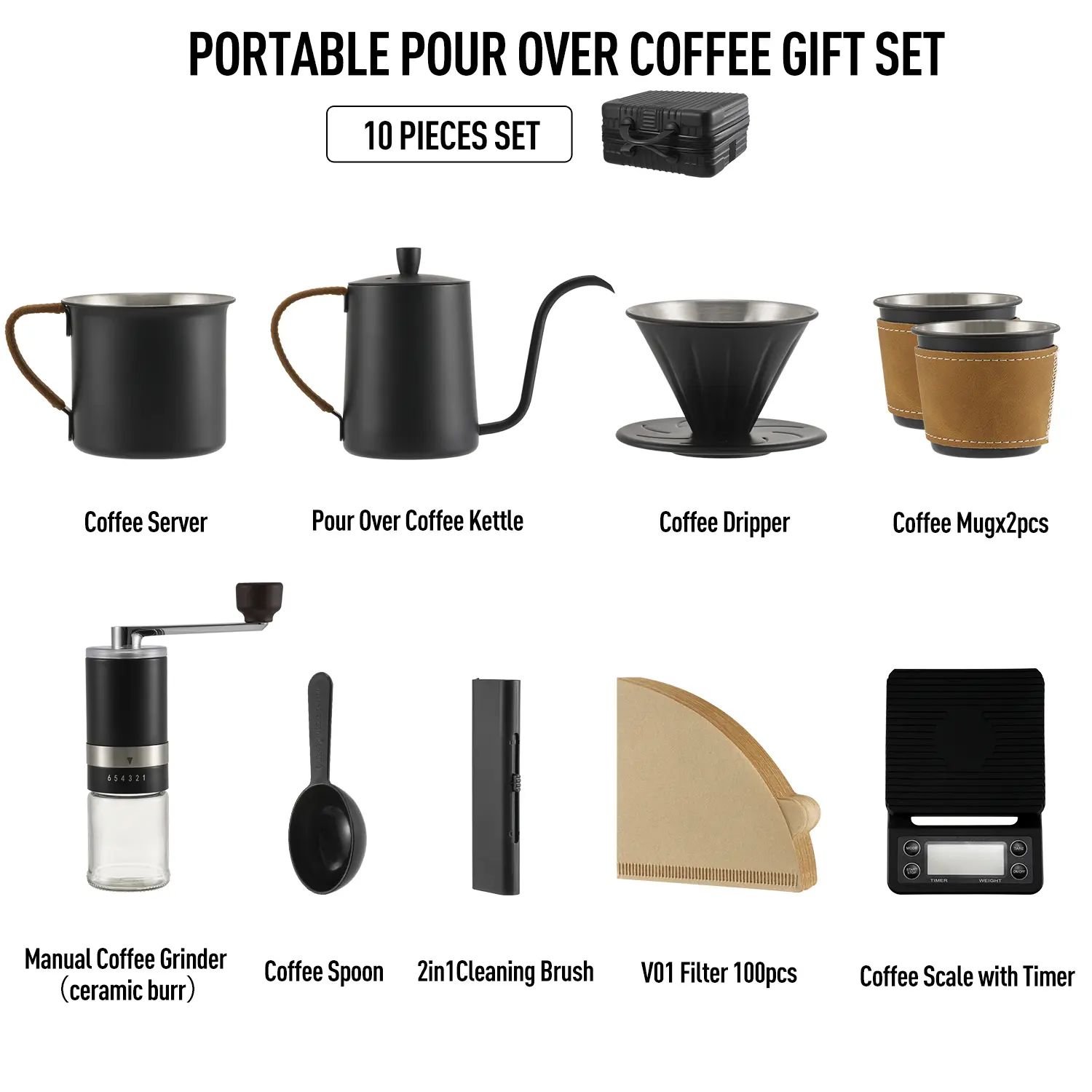 Custom Portable Hand Burr Coffee Grinder Set 1