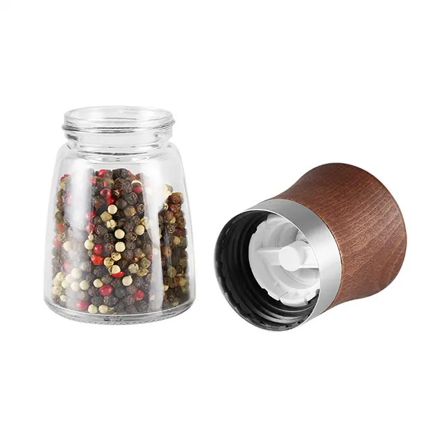 Custom Compact Manual Wood Pepper Grinder with Adjustable Burr