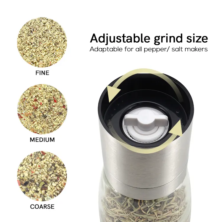 ODM Stainless Steel Salt and Pepper Grinder with Switchable Shaker Lid