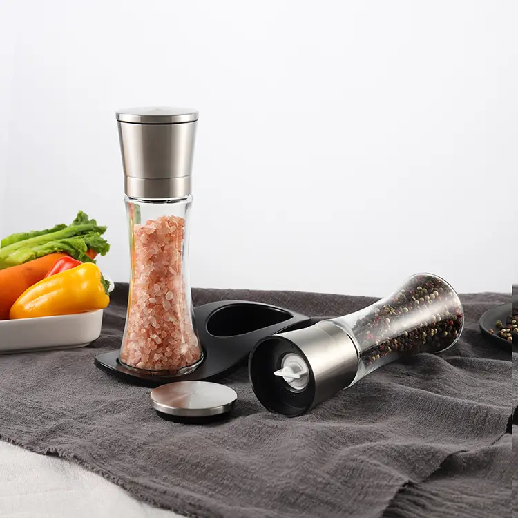 OEMODM Metal Pepper Grinder Set with Glass Jar 6