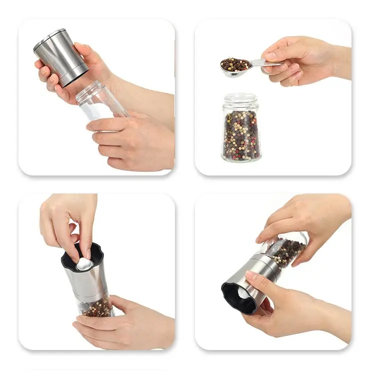 Wholesale Manual Herb Grinder Set with Two Spice Glass Jars
