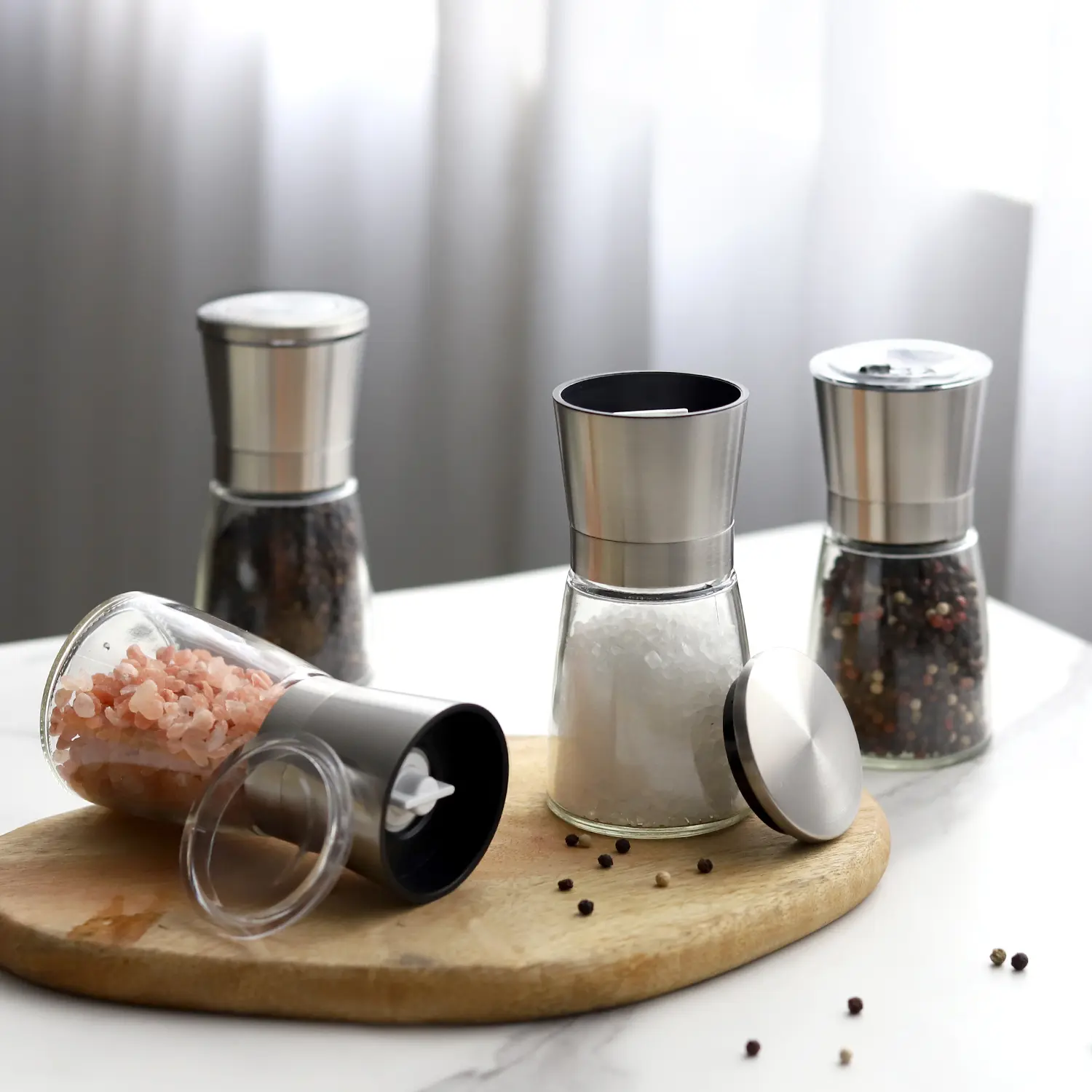 ODM Stainless Steel Salt and Pepper Grinder with Multifunctional Lid 6