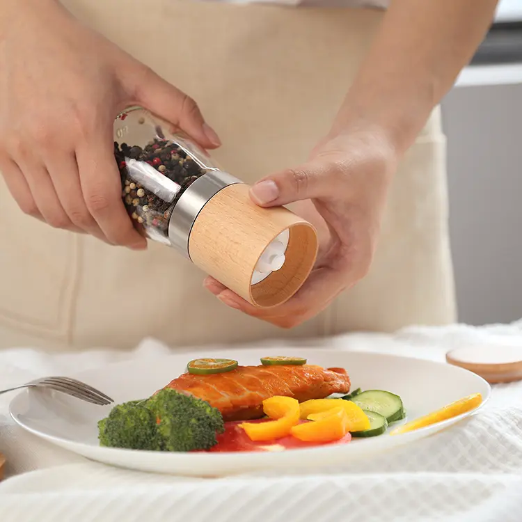 ODM Wood Adjustable Salt and Pepper Grinder Set 