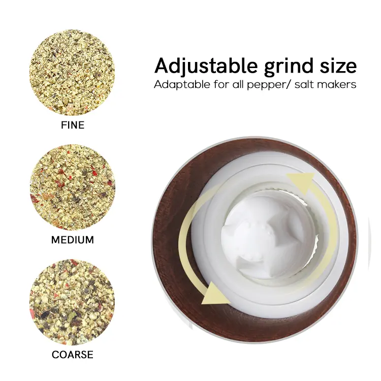Custom Manual Wooden Salt and Pepper Grinder with Adjustable Burr