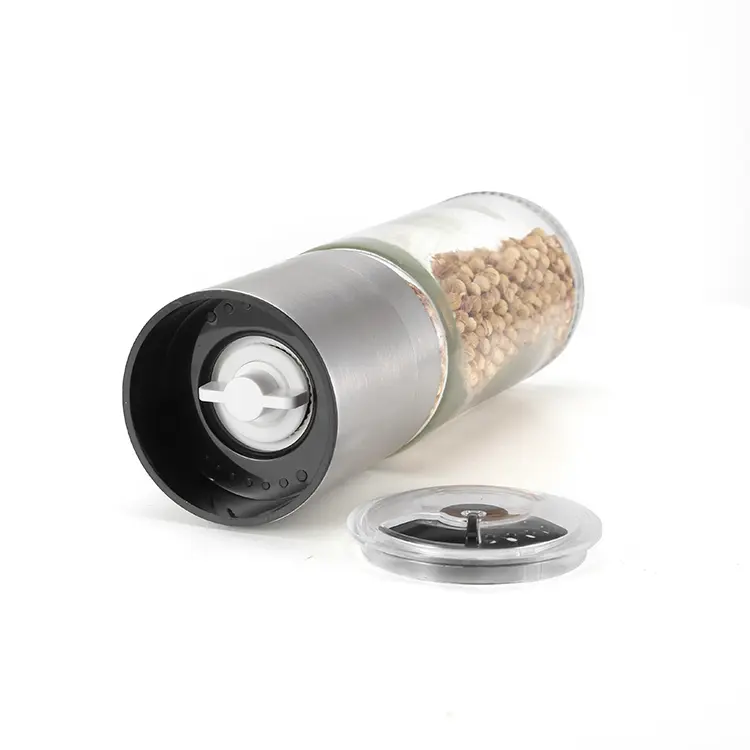 ODM Glass Salt and Pepper Grinder with Rotating Shaker Cap