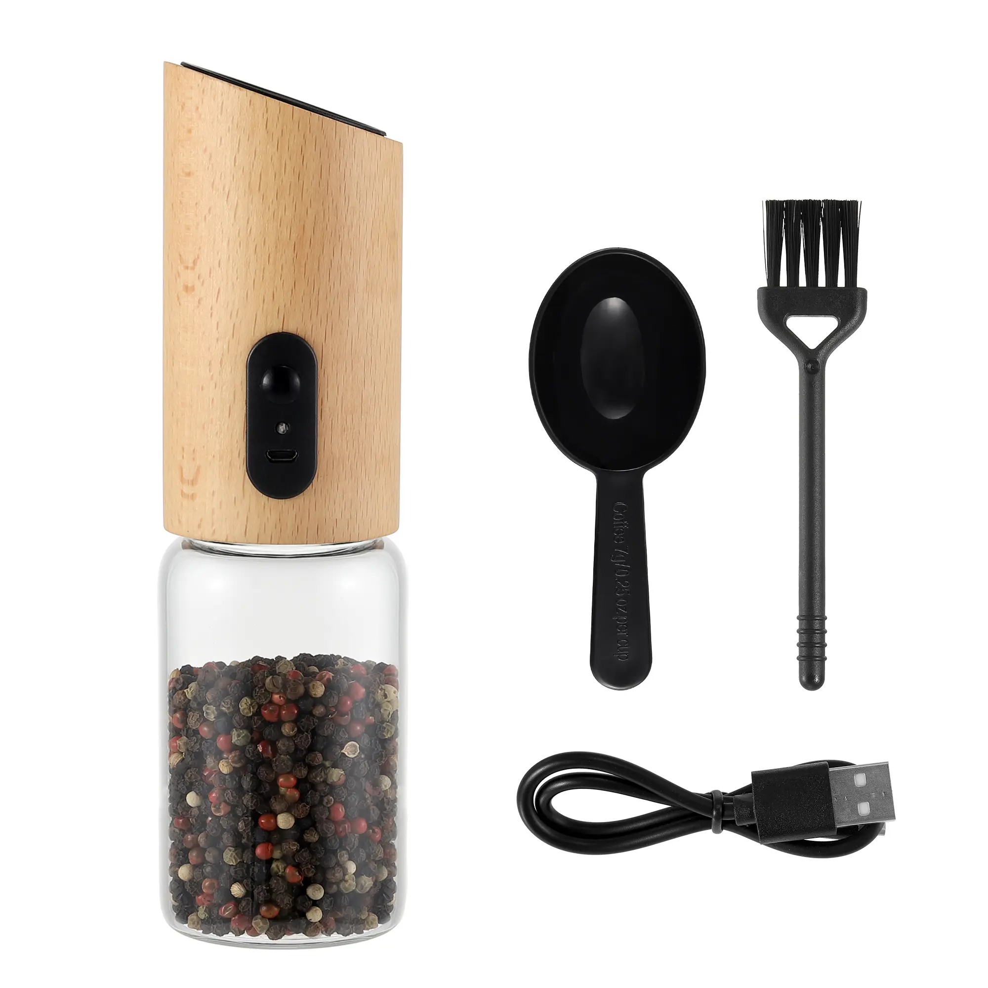 Wholesale USB Rechargeable Electric Wooden Pepper Mill
