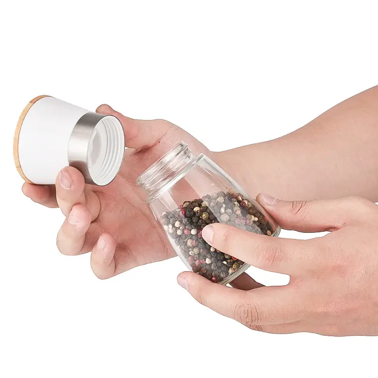 ODM Manual Adjustable Salt and Pepper Grinder Set with Bamboo Lid