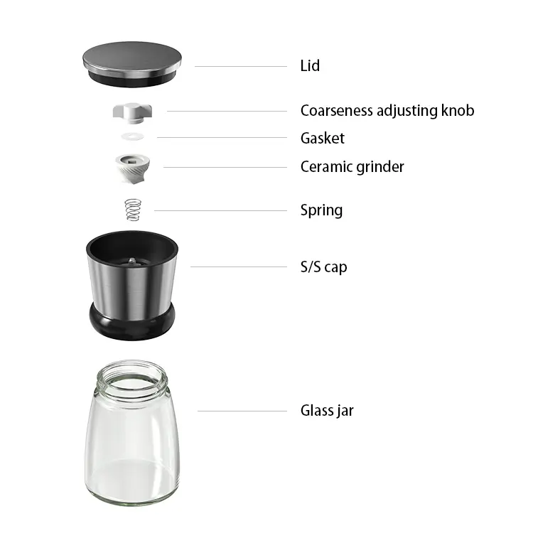 Wholesale Stainless Steel Pepper Mill with Adjustable Burr 6