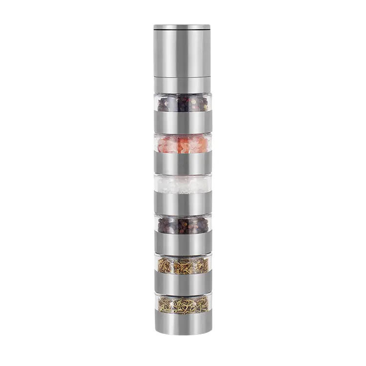 Custom 6-Layer Metal Salt & Pepper Grinder with Adjustable Ceramic Burr