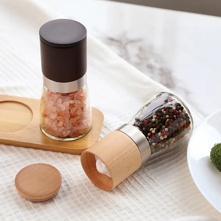 ODM Wood Adjustable Salt and Pepper Grinder Set 