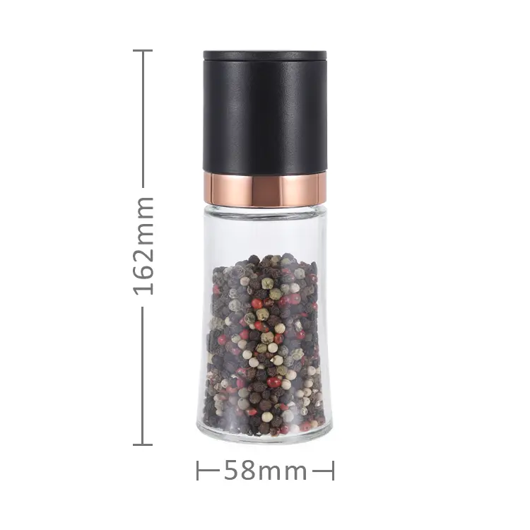 ODM Customized Black Peppercorn Mill with Glass Bottle