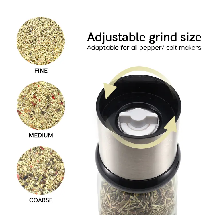 ODM Stainless Steel Manual Spice Mill with Adjustable Ceramic Burr