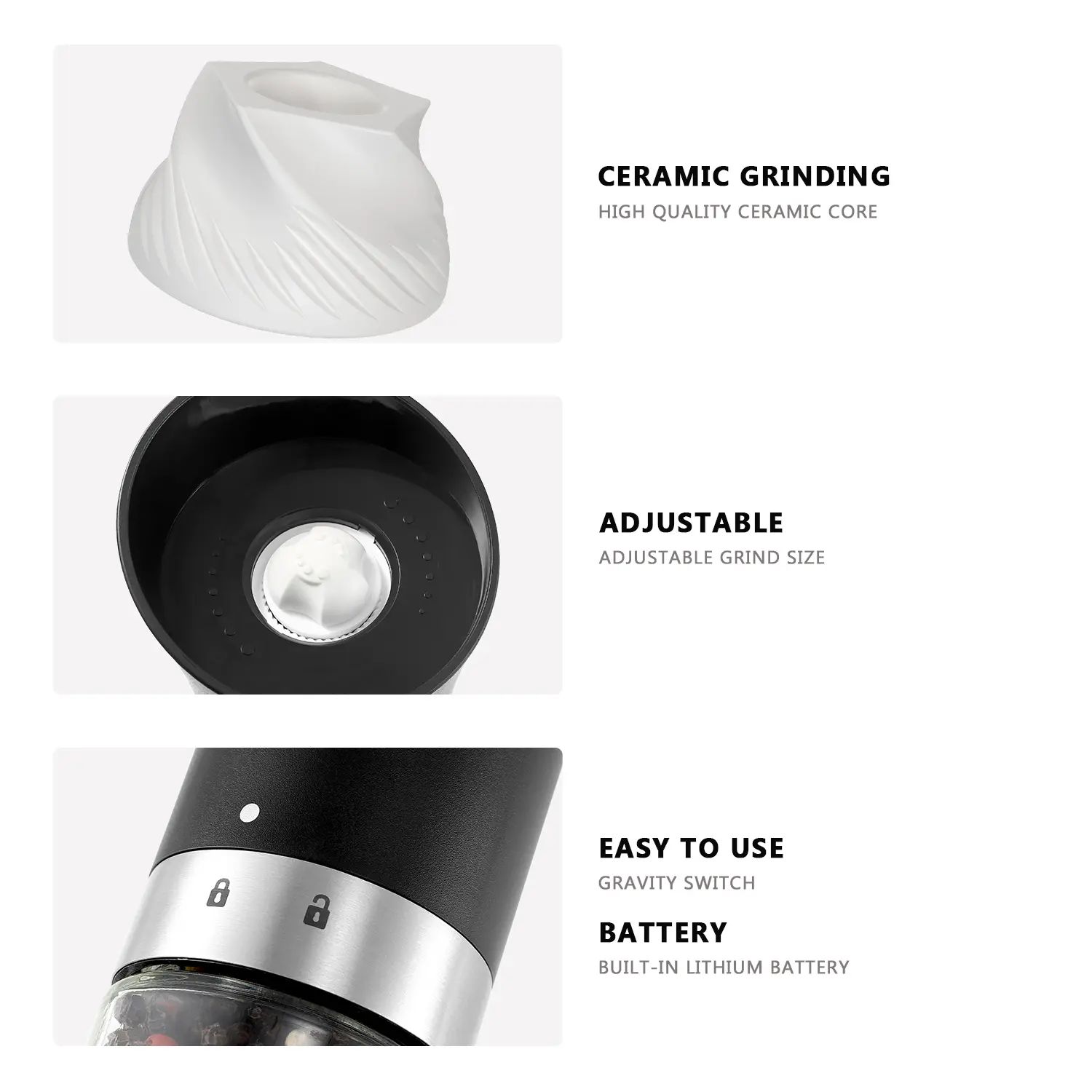 Personalized Gravity Electric Salt and Pepper Grinder
