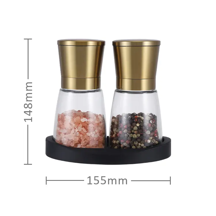 Buy Gold Metal Salt and Pepper Grinder Set with Base Companies, Quotes