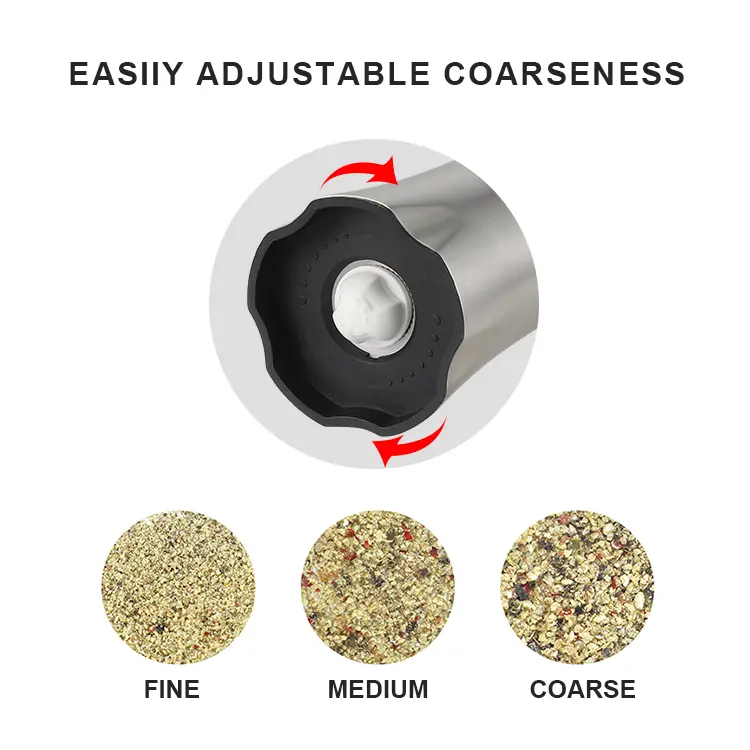 Custom Metal Battery Operated Pepper Grinder with Ceramic Burr 