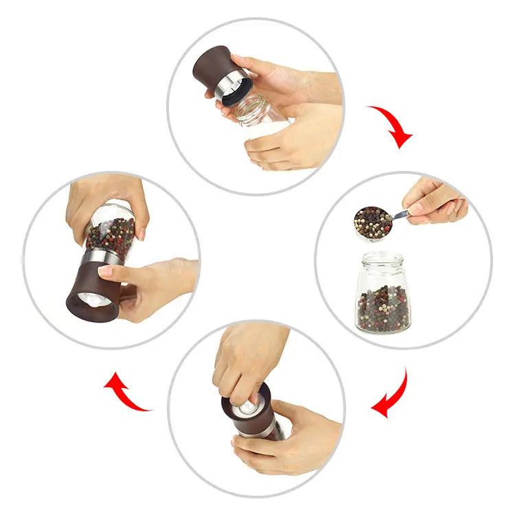 Wholesale Salt and Pepper Mill Set with Bamboo Base