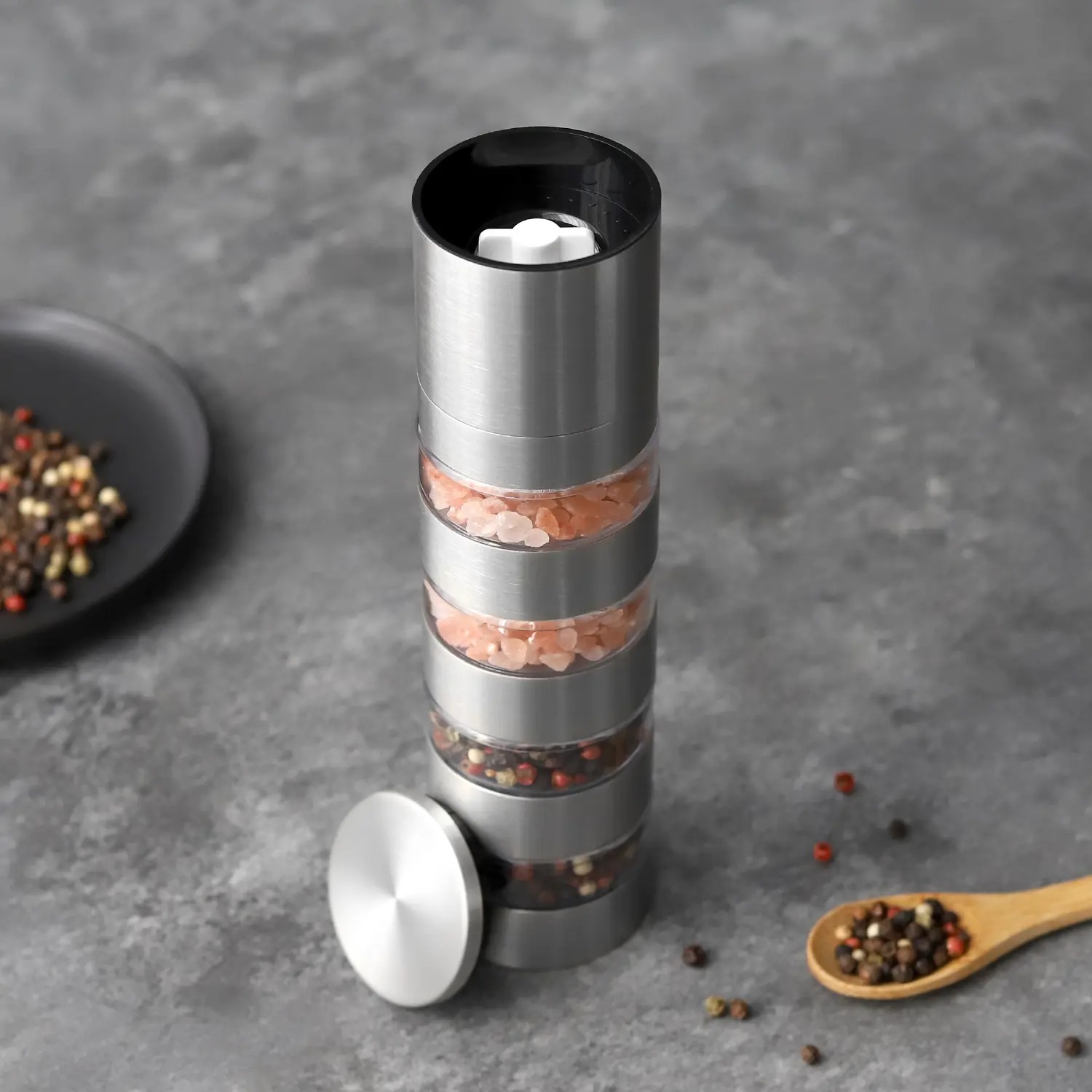 Custom 4 Stacked Refillable Pepper Grinder