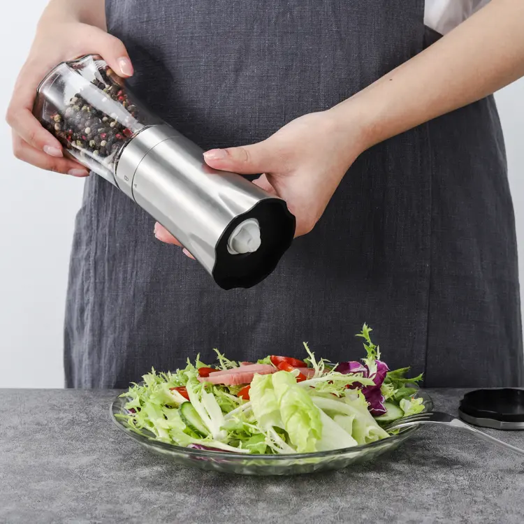 Custom Metal Battery Operated Pepper Grinder with Ceramic Burr 