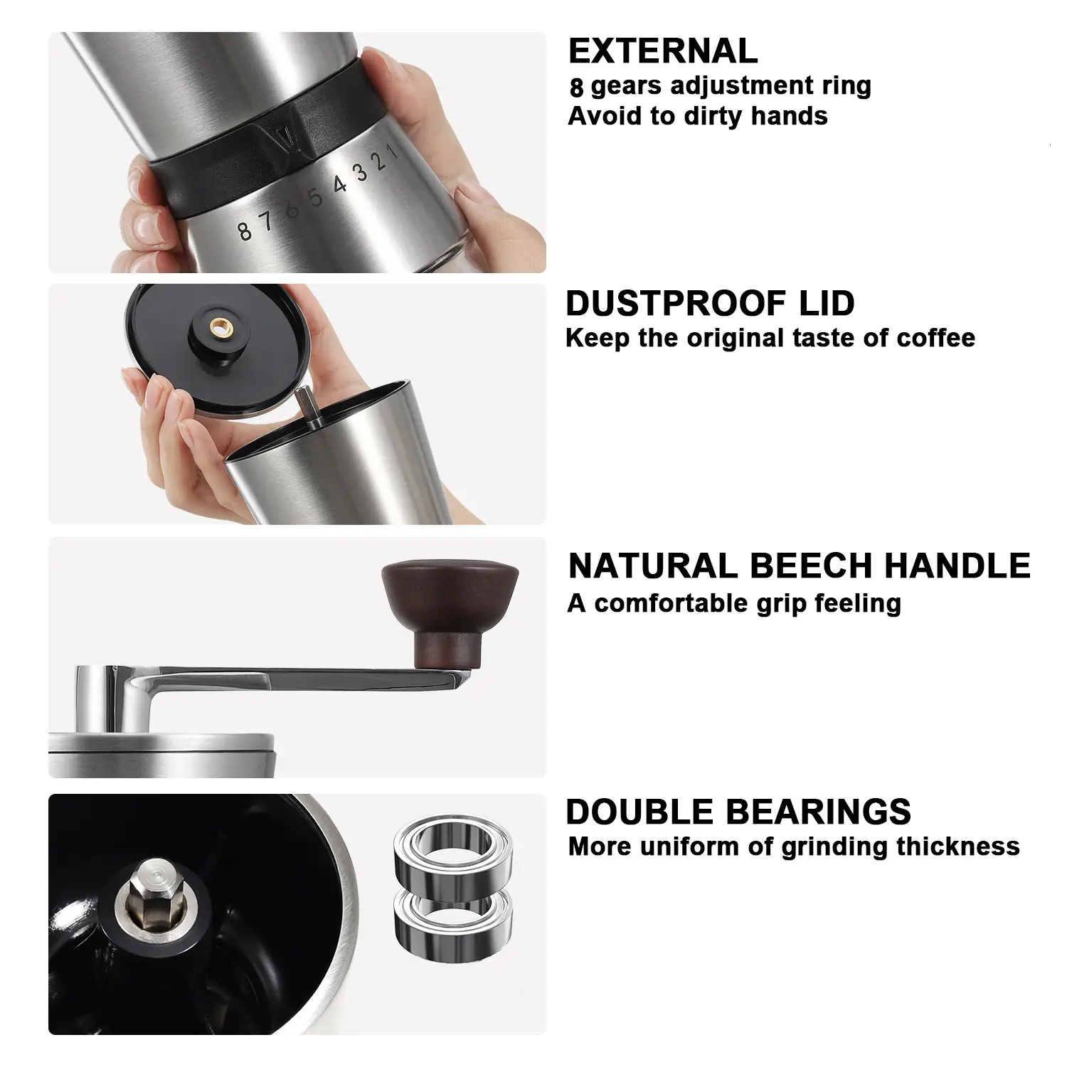 Commercial Coffee Bean Grinder with Coffee Bean Storage Container 3