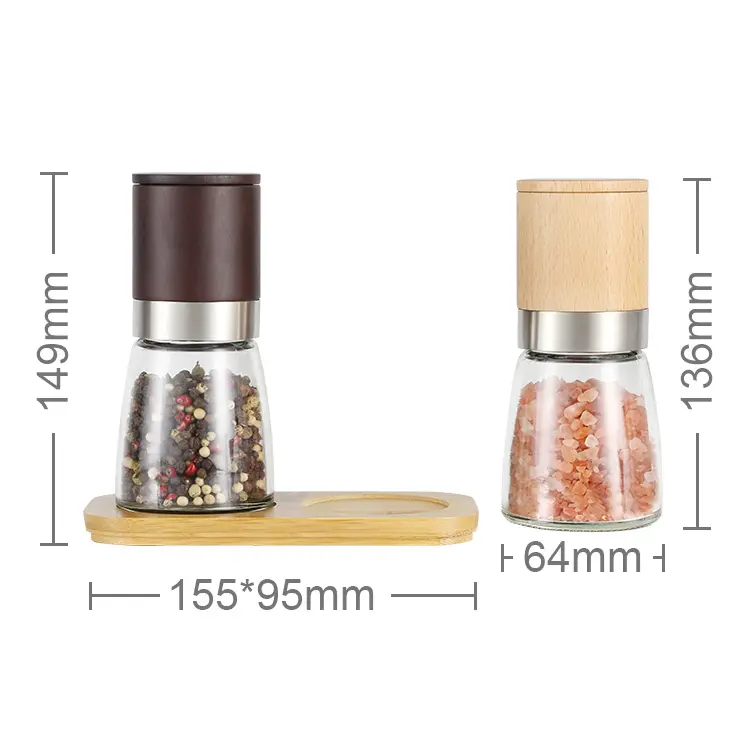 ODM Wood Adjustable Salt and Pepper Grinder Set 