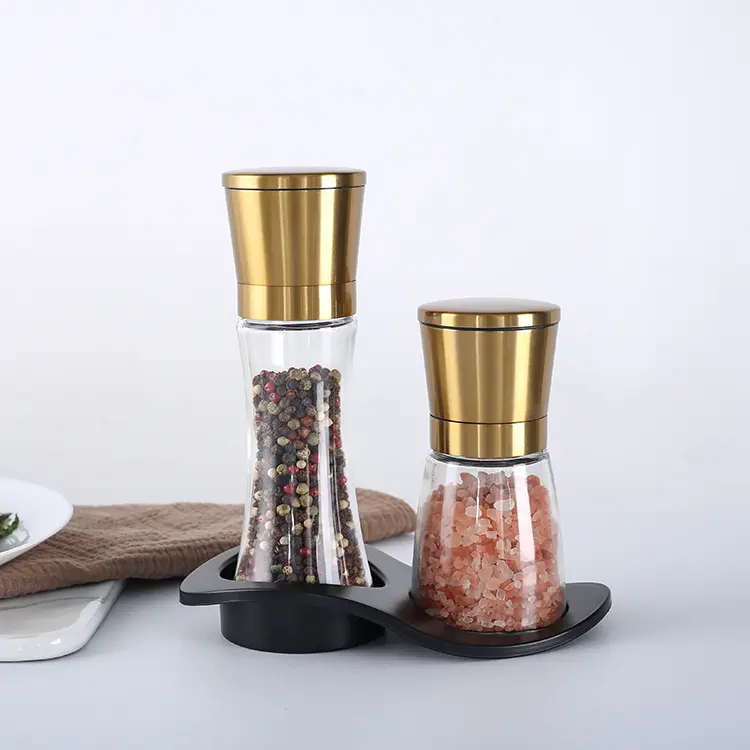 ODM Gold Pepper Grinder Set with Glass Jar