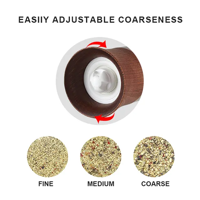 Custom Compact Manual Wood Pepper Grinder with Adjustable Burr