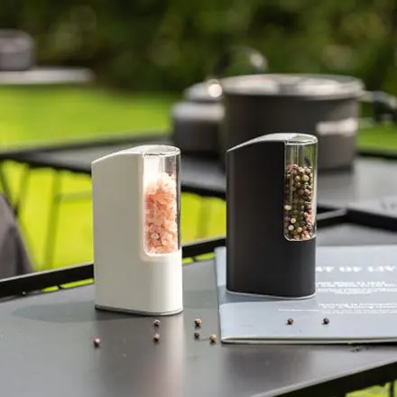 Customized mini portable rechargeable pepper mill set compact and comfortable grip