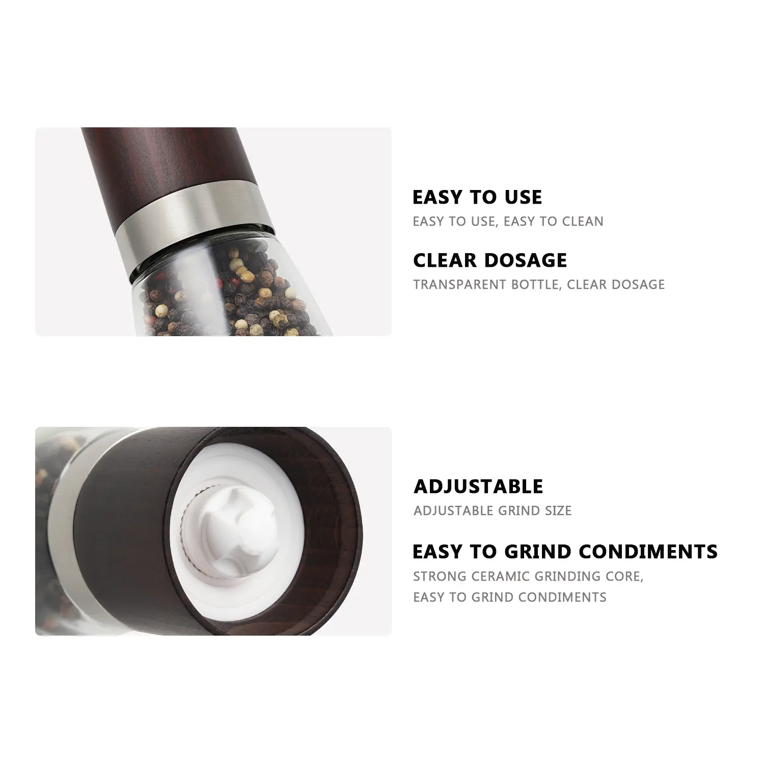 High-Quality Personalized Wood Dry Pepper Grinder with Beech Wood Cap Supplier, Product