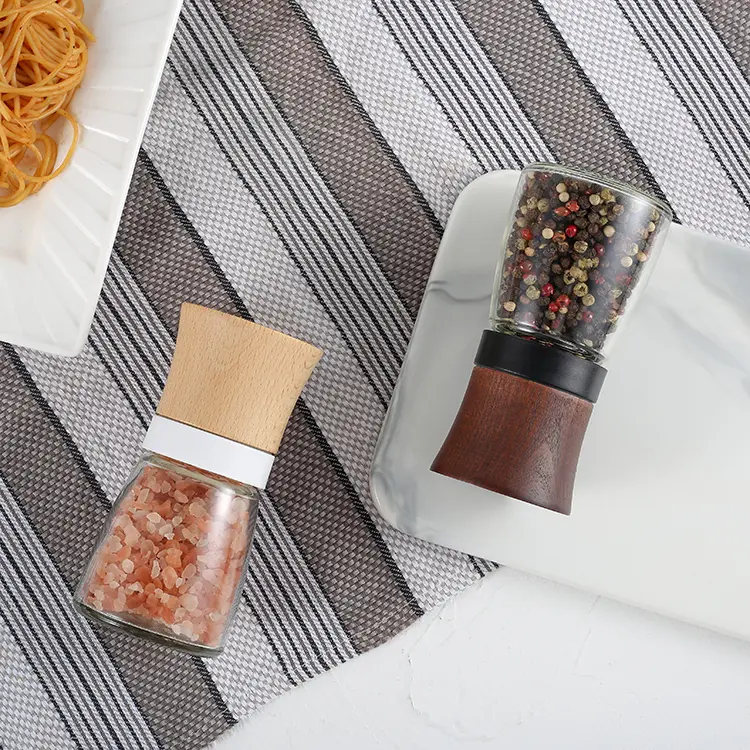 Wood Salt & Pepper Grinder with Glass Jar 3