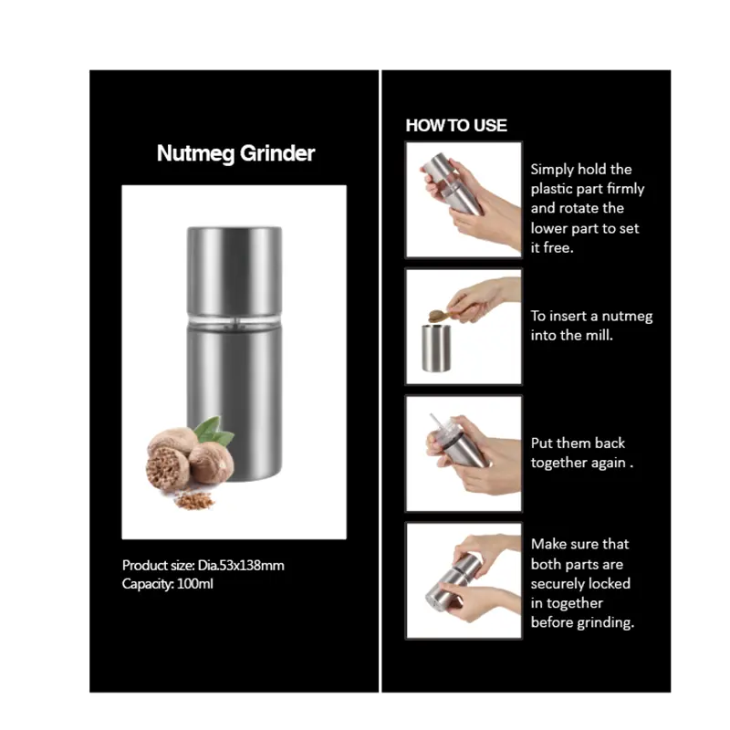 High-Quality Bulk Sale Stainless Steel Nutmeg Grinder Manufacturers, Product