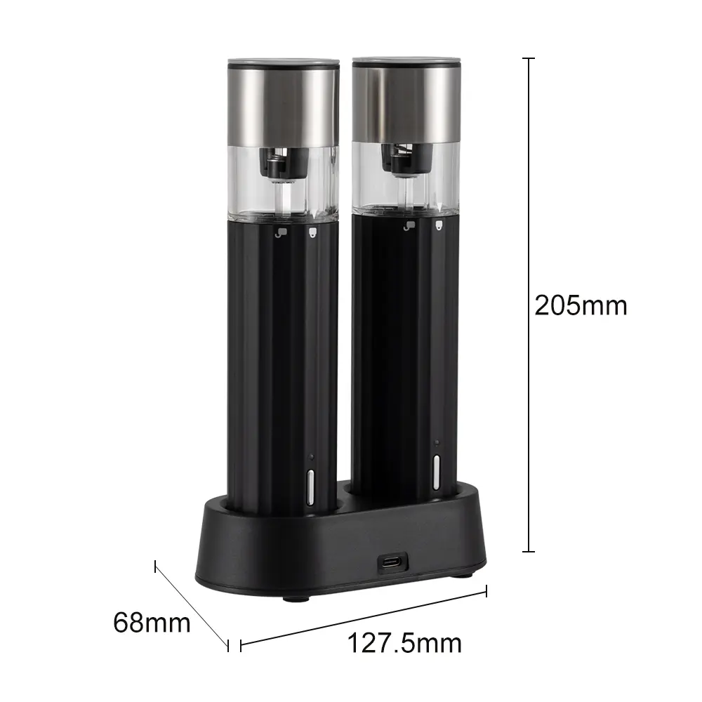 Custom Wireless Rechargeable Electric Salt and Pepper Shaker Set