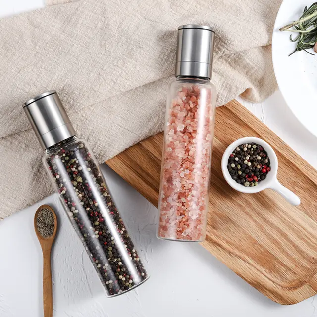 Customized Glass Salt And Pepper Grinder Set 2