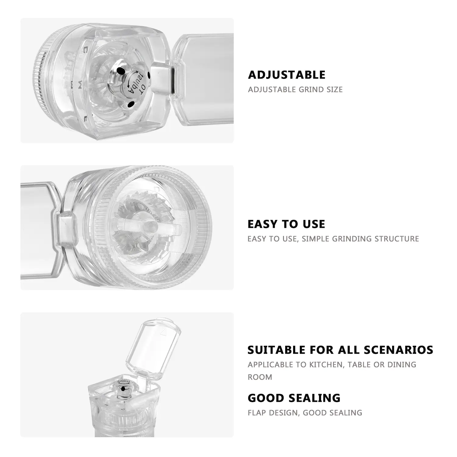 OEM  Wholesale Plastic Spice Mill with Adjustable Ceramic Burr Service, Exporter