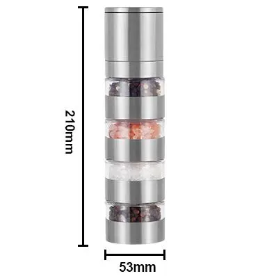Custom 4 Stacked Refillable Pepper Grinder