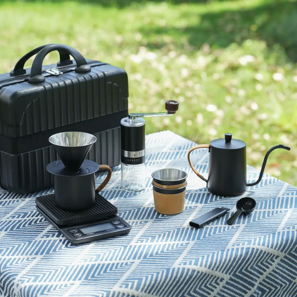 Custom Portable Hand Burr Coffee Grinder Set 
