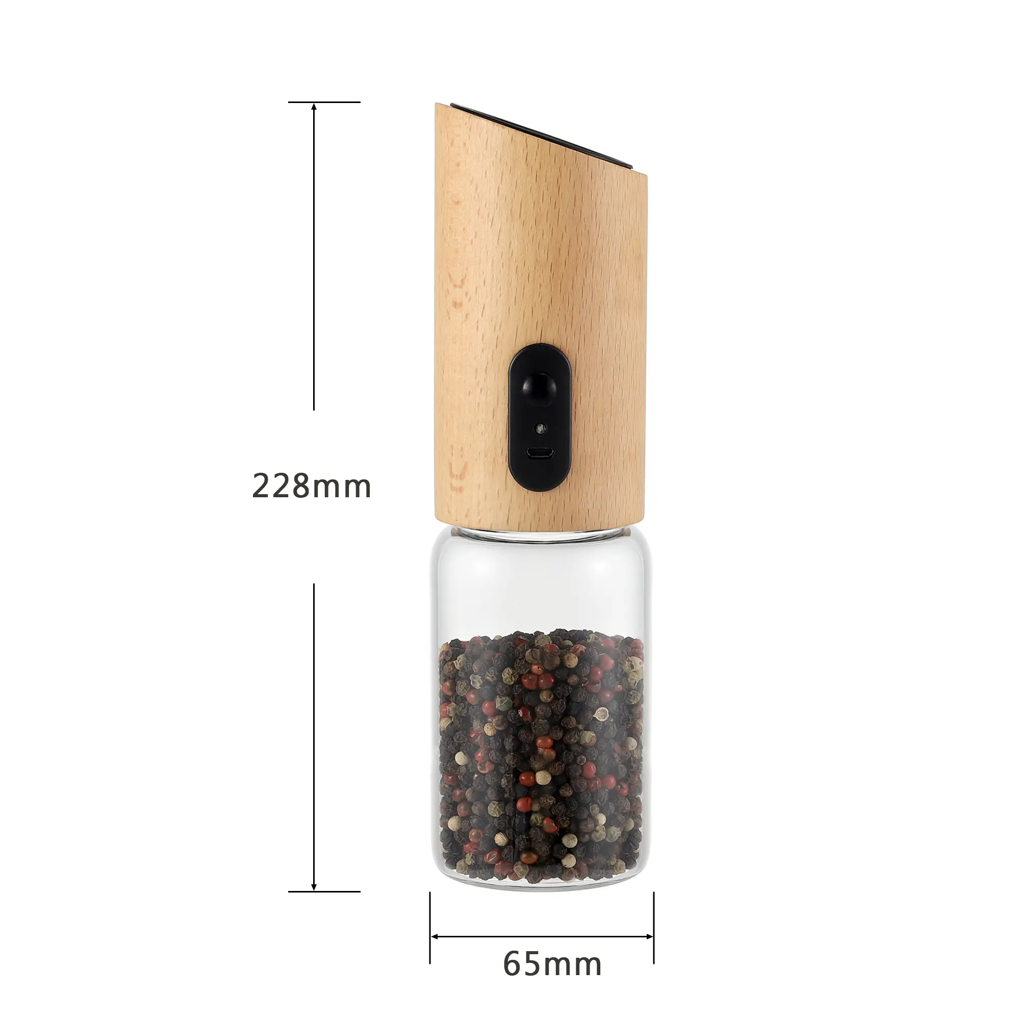Wholesale USB Rechargeable Electric Wooden Pepper Mill