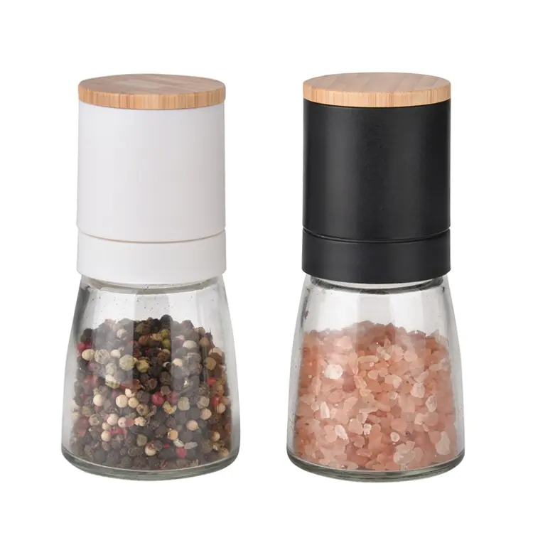 Custom Manual Salt and Pepper Grinder with Bamboo Lid