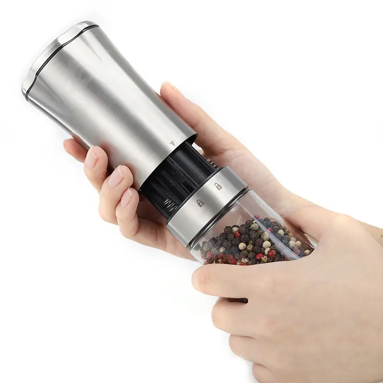 Custom Metal Battery Operated Pepper Grinder with Ceramic Burr 