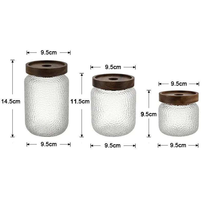 Wholesale Acacia Bamboo High Borosilicate Glass Storage Jar
