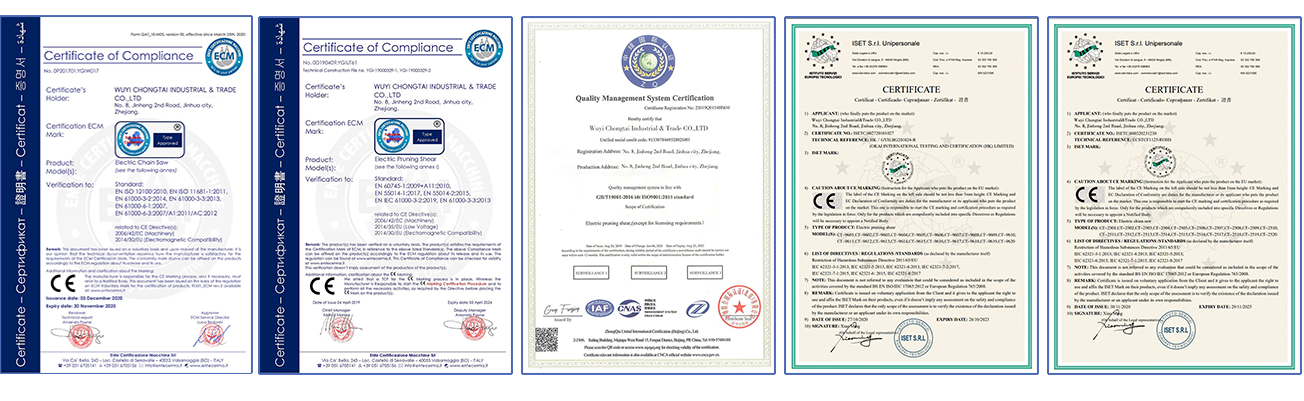Chongtai ISO9001 CE RoHS certifications and quality honors - international standard compliance