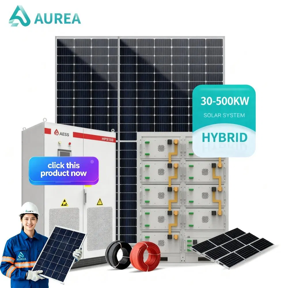 Aurea 1MW Sistema de Armazenamento de Energia Solar 600kw 500kw 350kw Sistema de Energia Solar com Conjunto Completo de Baterias de Íon de Lítio para Uso em Fábrica Sistema Solar Híbrido