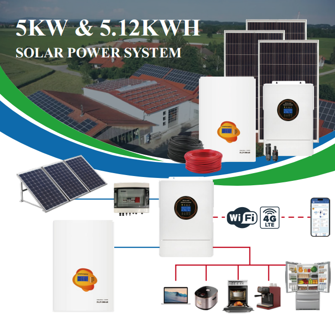 Complete 20kw Sistema de Energia Solar 5kw 10kw 12kw 15kw Sistema de Energia Solar Híbrido para Uso Residencial Sistema de Painéis Fotovoltaicos Solar com Armazenamento em Bateria de Lítio